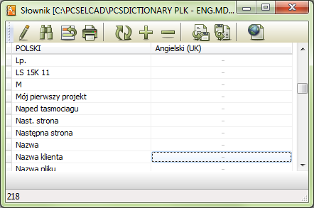 W oknie dialogowym Słownik dostępne są następujące możliwości edycji słownika: PC SCHEMATIC Tłumacz Znajdź i Zamień Aktualizuj Dodaj linię Usuń linię Importuj
