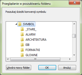 Parametry mapowania DWG/DXF Położenie biblioteki symboli Położenie biblioteki symboli jest określane przez kliknięcie na przycisk Przeglądaj obok pola Biblioteka symboli dla konwersji.