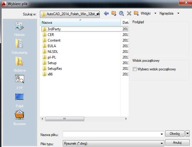 III. Otwieranie i zapisywanie rysunku Program AutoCAD umożliwia odczytywanie i zapisywanie do plików w kilku formatach, z których najważniejsze to: *.dwg standardowy format w projektowaniu CAD *.