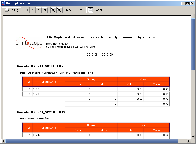 Przykład raportu: Rys. 72.