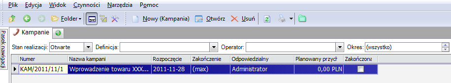 Kampanie Kampanie stanowią najwyższy szczebel w trójwarstwowej strukturze modułu CRM.