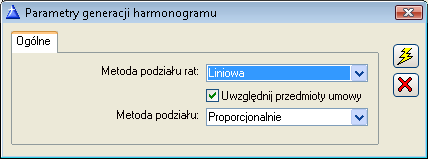 Generowanie harmonogramu Generowanie harmonogramu odbywa się pomocą przycisku [Generuj harmonogram] dostępnego z poziomu każdej zakładki umowy leasingowej.