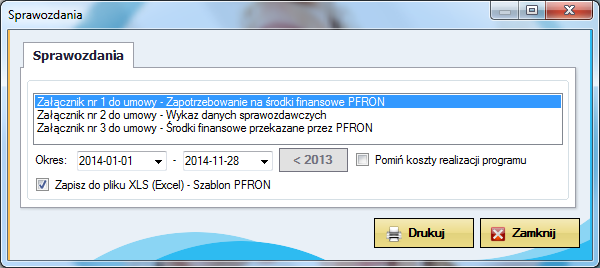 25 10. Sprawozdania Moduł wydruku sprawozdań dostępny jest w menu Sprawozdania / Sprawozdania.