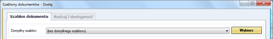 Następnie wybieramy z listy domyślny szablon i klikamy [Wybierz]. Można kontynuować bez wyboru szablonu domyślnego zostanie wtedy wczytany pusty dokument.