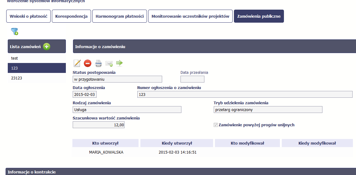 Po wyborze funkcji Prześlij system informuje Cię o skutkach takiej czynności. Twoja informacja nie będzie mogła być przez Ciebie edytowana oraz usunięta.