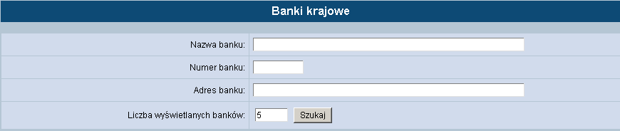 ROZDZIAŁ 8 TABELE TABELE W tej opcji menu można: Przeglądać bazę banków Zapoznać się z definicja rachunków urzędów skarbowych BANKI KRAJOWE W opcji Banki krajowe użytkownik ma możliwość odszukania