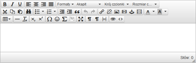 13. Edytor WYSIWYG do edycji treści Wprowadzając dane na platformie użytkownik w wielu miejscach platformy posiada możliwość wprowadzania treści za pomocą edytora WYSIWYG.