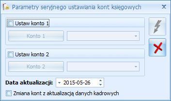 zaszeregowania, kalendarz, rodzaj umowy o pracę, współczynnik kosztów uzyskania, współczynnik ulgi podatkowej (szczegóły w podręczniku do modułu Płace i Kadry). Seryjna zmiana centrum podległ.