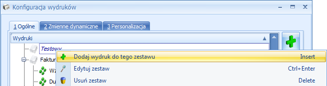 Dodatkowo z poziomu każdej zakładki dostępne są dwa przyciski: Ustaw hasło do wydruku - - pozwala ustawić hasło do danego wydruku.