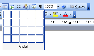 TABELE Za pomocą tabel można w prostszy, niż przy użyciu tabulatorów, sposób tworzyd kolumny cyfr i tekstu.