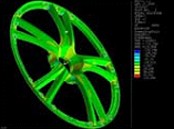 Test końcowy Wraz z naniesieniem zmian felgę poddaje się ponownej analizie, aż do momentu wyeliminowania wszystkich naprężeń (czerwonych obszarów).