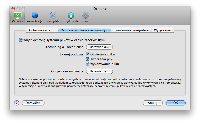 Dodatkowe parametry skanowania można skonfigurować w oknie Ustawienia technologii ThreatSense. W części Obiekty można wskazać obiekty, które mają być skanowane.