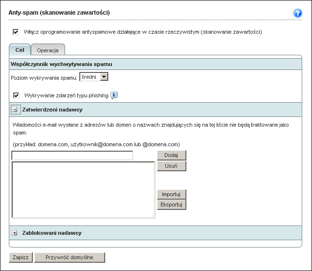 Zarządzanie programem Messaging Security Agent RYSUNEK 6-3. Ekran Skanowanie zawartości Aby skonfigurować skanowanie zawartości: 1.