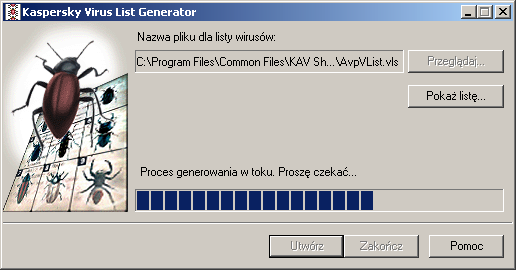 KASPERSKY ANTI-VIRUS 3.7. Generowanie listy znanych wirusów $ Możesz przejrzeć listę wszystkich wirusów rozpoznawanych przez program w chwili obecnej. W tym celu: 1.