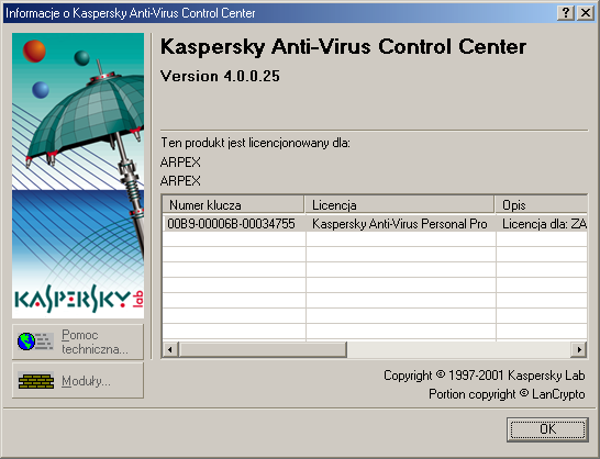 KASPERSKY ANTI-VIRUS Eksportuj ustawienia - umożliwia zapisanie bieżących ustawień programu do pliku o rozszerzeniu.dat.