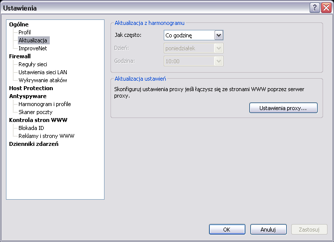 Aktualizacja programu Outpost Firewall Pro, jest w 100% automatyczna, łącznie z pobieraniem aktualizacji komponentów, instalowaniem plików i modyfikacją rejestru.