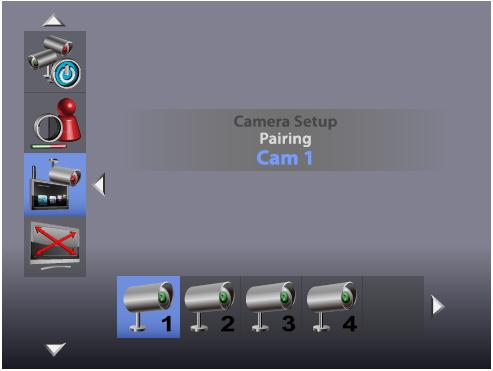 Pairing = dodawanie kamery Należy używać przycisków do wybierania żądanej kamery i zatwierdzić przyciskając OK. System uruchamia 60-sekundowe odliczanie.