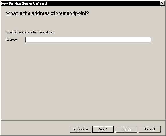 Ostatnie okno wymaga podania adresu endpointa. Adres ustawiamy na pusty ( a nie http:// ).