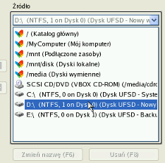 83 Domyślnie po upłynięciu 10 sekund zainicjowany zostanie Tryb normalny. 3. Z menu uruchomieniowego Linux wybierz Kreator transferu plików. Ten sam Kreator dostępny jest po wybraniu trybu PTS DOS. 4.