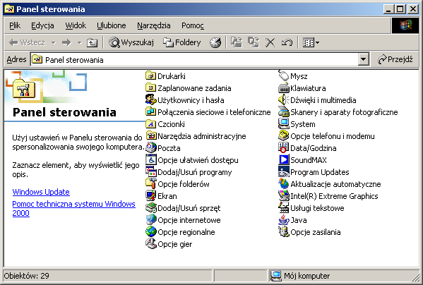 Narzędzia konfiguracji systemu Windows Panel sterowania (Control Panel) Większośd narzędzi administracyjnych dostępnych jest z poziomu Panelu sterowania (Rysunek). Rys.