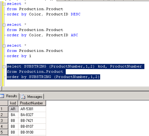 GROUP BY GROUP BY <group by spec> USE AdventureWorks GO SELECT ProductID, Name FROM Production.