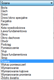 Praca z rysunkami Po wybraniu odpowiedniej dla siebie branży użytkownik w rozwijalnej liście Elementy (po prawej stronie) ma dostępne wszystkie elementy znajdujące się w wybranej branży (module) np.