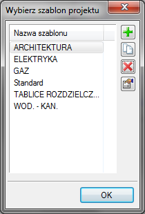 Praca z rysunkami Dodaj szablon Utwórz kopię szablonu Usuń szablon Właściwości szablonu Dodaje nowy szablon. Kopiuje szablon ze wszystkimi parametrami. Usuwa zaznaczony szablon.