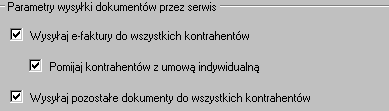 Symfonia e-dokumenty 2013.1 9 W programie Symfonia e-dokumenty dodano nowe parametry w Ustawieniach współpracy z serwisem miedzyfirmami.pl: (1.) Wysyłaj e-faktury do wszystkich kontrahentów (2.