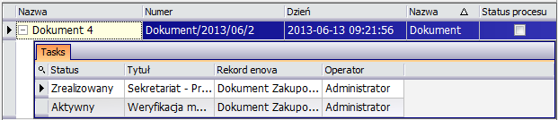 Rys. 4 Okno Moje powiadomienia Workflow Do dyspozycji operatora jest także lista procesów których jest właścicielem oznaczona na żółto na ilustracji Rys.