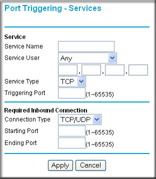 W celu zapewnienia dostępu do Internetu grom sieciowym oraz aplikacjom postępuj zgodnie z poniższymi instrukcjami: 1. kliknij Add, Rysunek 8-5: Menu dodawania portu aktywującego 2.