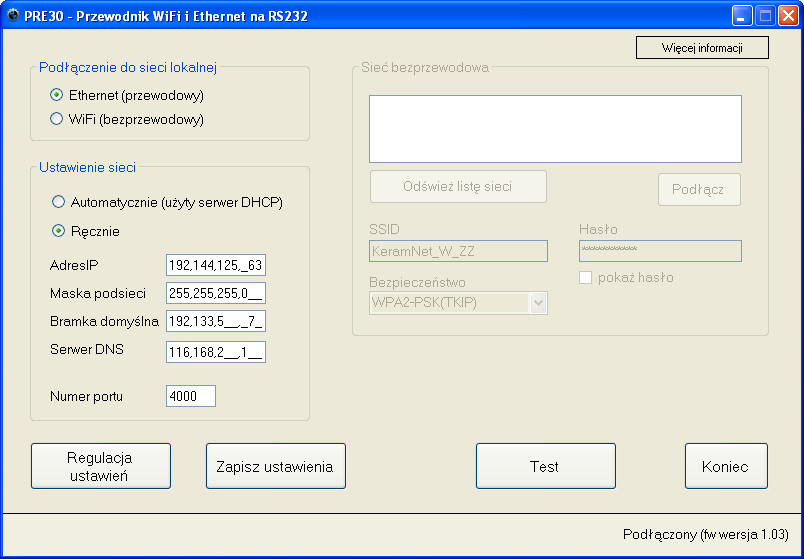 Zainstalować aplikację, otworzyć plik setup.exe. Przy instalacji, postępować zgodnie z instrukcjami wyświetlanymi na ekranie. Urządzenie PREXX podłączyć przez zasilacz sieciowy i włączyć go do 230 V.