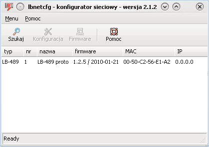 8.2 Konfiguracja urzadzeń LB-48x Do konfiguracji urządzeń LB-48x służy program lbnetcfg. Program jest dostępny na stronie WWW firmy : http://www.label.pl/po/get-lb489.html.