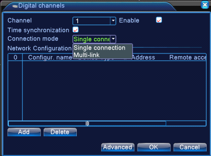 9/16 dodawanie kamery Chanel / Kanał Enable / Zezwól wybór kanału włączenie kanału Time synchronisation / Czas Sync synchronizacja czasu między rejestratorem a kamerą, zalecamy wyłączenie i włączenie