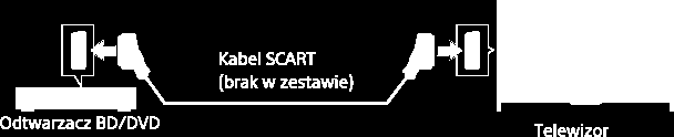 Podłączenie SCART Podłączanie Jeśli odtwarzacz BD/DVD jest wyposażony w gniazdo (złącze) SCART, podłącz go za pomocą kabla SCART.. Po wykonaniu podłączenia włącz podłączony odtwarzacz BD/DVD. 2.