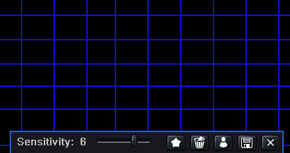 Pole detekcji ruchu definiuje się klikając lewym przyciskiem myszy na wybranej części obrazu fragmenty pokryte niebieską siatką to obszary detekcji.