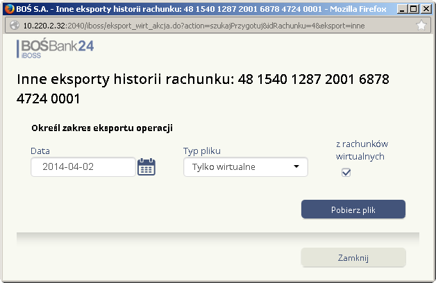 Poniższa tabela prezentuje nazwy pobranych plików tekstowych dla operacji wg zadanych kryteriów. Typ pliku Nazwa pliku C W c RRMMDD.txt gdzie data jest datą wyszukiwanych operacji wrrmmdd.