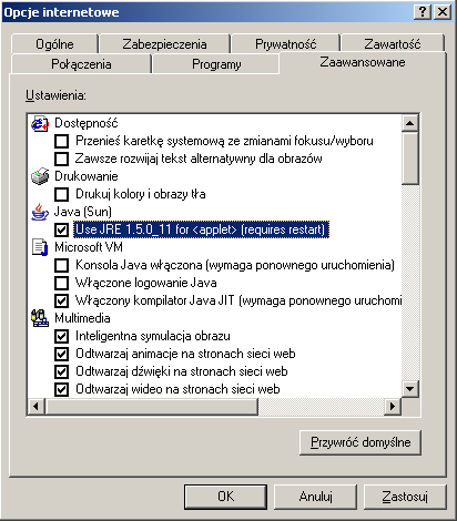1. Przygotowanie przeglądarki Internet Explorer (min. 5) do pracy z modułem Pocztowy 24 Biznes Darmowe oprogramowanie Java firmy SUN w wersji 1.