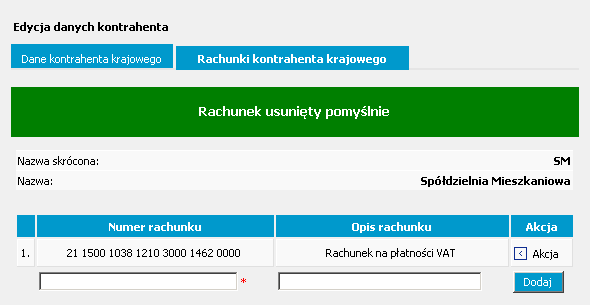 Usuń rachunek usunięcie wskazanego rachunku Rysunek 20