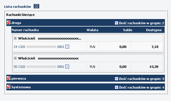 Rysunek 22 CHB Rachunki Lista rachunków (Ekran podstawowy) UWAGA!