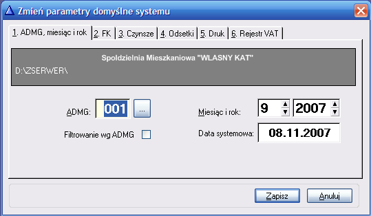 26 Rysunek 16. Parametry domyślne programu ADA FK ADMG, miesiąc i rok 2.