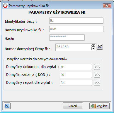 - DOMYŚLNY DOKUMENT WPŁATY włączenie tej opcji powoduje automatyczne wybranie wskazanego w definicji typu dokumentu dla nowego dokumentu (klawisz Insert) 4.7.1.