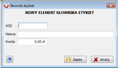 5.6. Słownik etykiet Słownik etykiet jest domyślnie wyłączonym słownikiem w związku, z czym aby móc z niego korzystać musimy zaznaczyć jego obsługę w menu głównym.