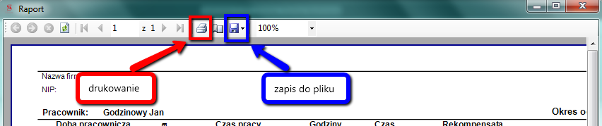 11 3.4. ZAPISYWANIE I DRUKOWANIE RAPORTÓW I DOKUMENTÓW. Po wciśnięciu przycisku odpowiedniego raportu/dokumentu w programie, pojawi się on w wersji elektronicznej w nowym oknie na ekranie.