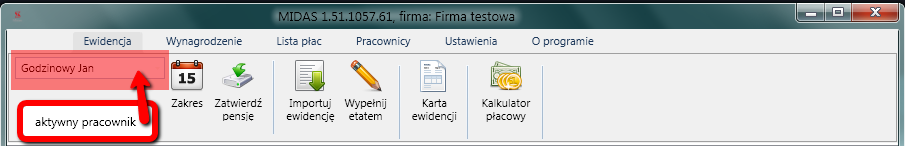 15 5. EWIDENCJA. Karta ewidencja pozwala na podgląd, wprowadzanie i import ewidencji pracownika za dany okres rozliczeniowy (domyślnie - miesiąc).