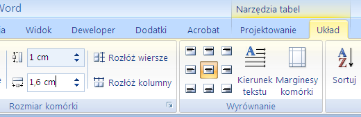 Aby poprawić szerokość, można też skorzystać ze standardowej metody zmiany rozmiarów: ZAZNACZYĆ WIERSZ UKŁAD USTAWIĆ WŁAŚCIWĄ SZEROKOŚĆ:.