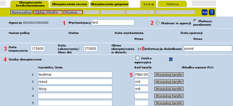 2. status OK (wystawiono i wydrukowano), 3. status XX (wystornowano). 4.