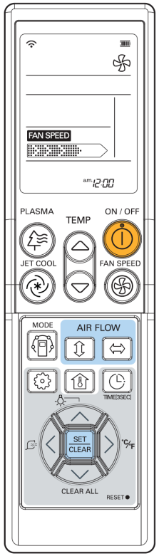 Instrukcje użytkowania Tryb wentylacji 1 Nacisnąć przycisk ON/OFF. Rozlegnie się sygnał dźwiękowy. 2 Naciskając przycisk MODE wybrać tryb wentylacji. 3 Ustawić prędkość wentylatora.