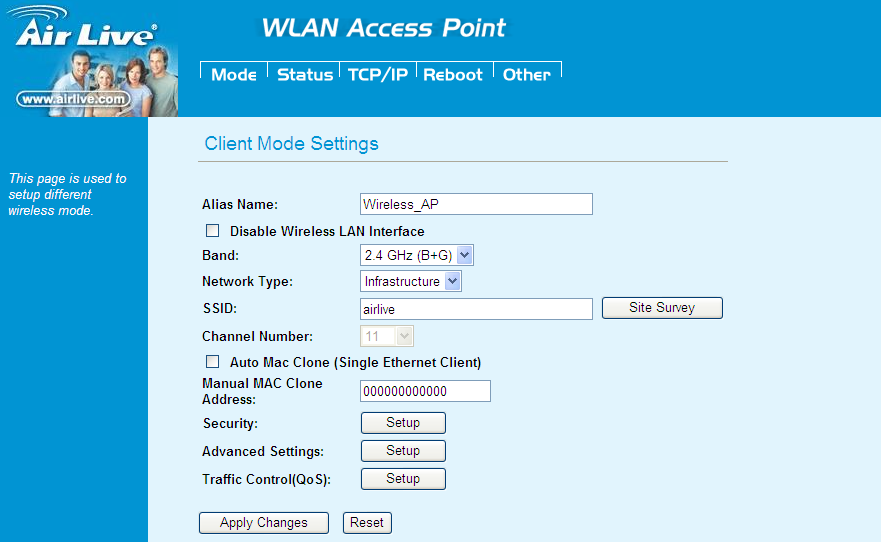 25 Instrukcja Obsługi WL-5460AP AirLive Niezależny Portal Techniczny www.siecioowo.pl Tryb AP Client Alias Name to nasza własna nazwa urządzenia.