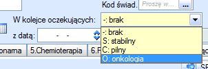 4. AP-KOLCE DILO aplikacja zewnętrzna W SOMED rejestrujemy: b) Tryb kolejki O:onkologia.