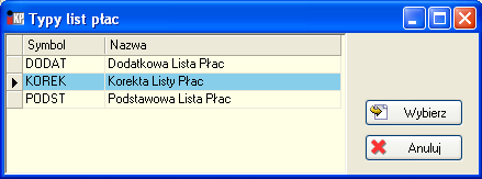 Wynagrodzenia Rys. Zamykanie listy płac Korekta listy płac Lista płac typu Korekta służy do poprawienia istniejącej już listy płac.